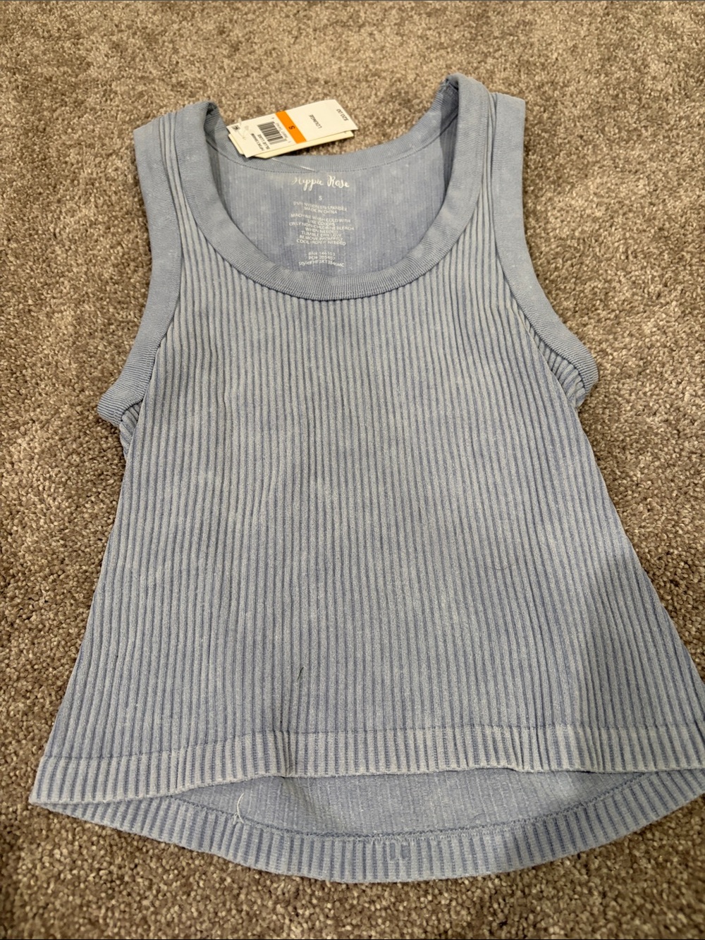 Hippie Rose Light Blue Ribbed Scoop Neck Tank